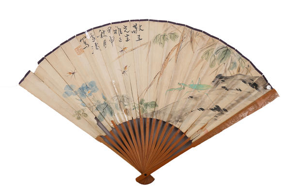 萬領(lǐng)國(guó)際王雪濤  草蟲扇面