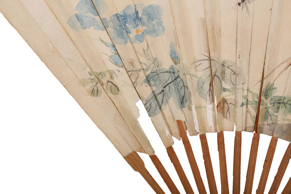 萬領(lǐng)國(guó)際王雪濤  草蟲扇面