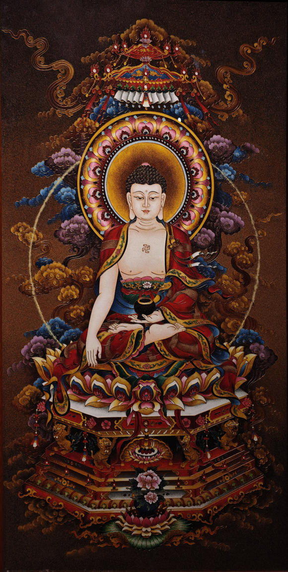 燊金堂凈慧祥嚴(yán)·非遺掐絲琺瑯三世佛成套唐卡