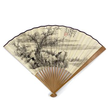「呉湖帆」畫(huà) 山水図 扇面