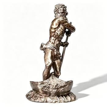 Art Nouveau Silvered Bronze Sculpture of Neptune