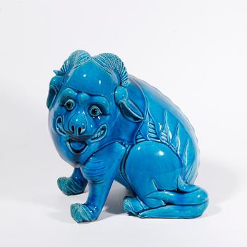 松石綠釉獸形擺件