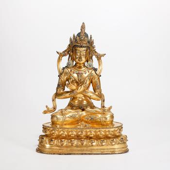 銅鎏金金剛總持造像