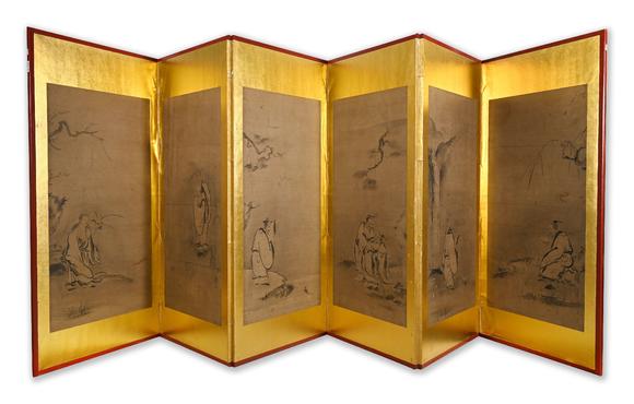 三杉美術(shù)佚名（明） 高士六景屏風(fēng)
