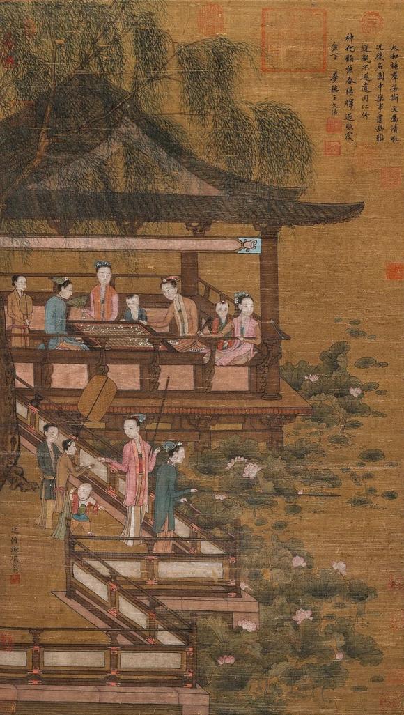 隆德拍賣(mài)株式會(huì)社謝環(huán)絹本夏荷賞園圖立軸