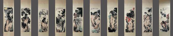 蘭亭古美術(shù)オークション|蘭亭古美術(shù)オークション會(huì)社夏日拍賣會(huì)潘天壽 花鳥十屏 立軸紙本設(shè)色