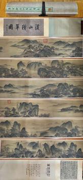 唐寅 溪山積筆圖 立軸絹本設(shè)色