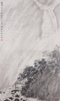 傅抱石 觀瀑圖