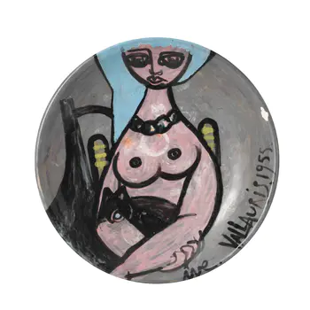 Vallauris Pottery Plate decorated with stylised nude female