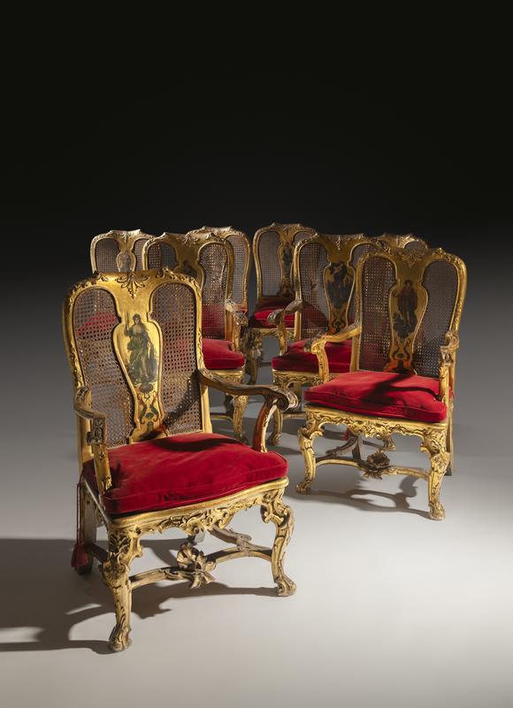 VERITAS Art AuctioneersAn important set of eight Roman caned and polychrome-painted chairs