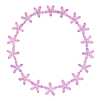 White Gold, Pink Sapphire and Diamond Flower Necklace