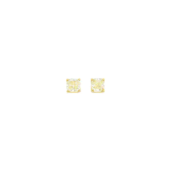 Pair of Gold, Platinum and Fancy Yellow Diamond Stud Earrings
