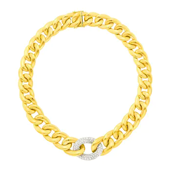 Two-Color Gold and Diamond Curb Link Necklace