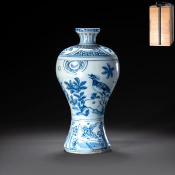 明 古染付花鳥文梅瓶