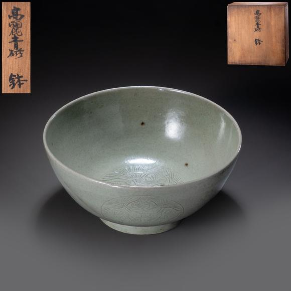 大阪國際高麗時(shí)期 青磁暗刻鳥文碗