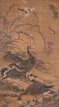 佚名 雙燕群鴨