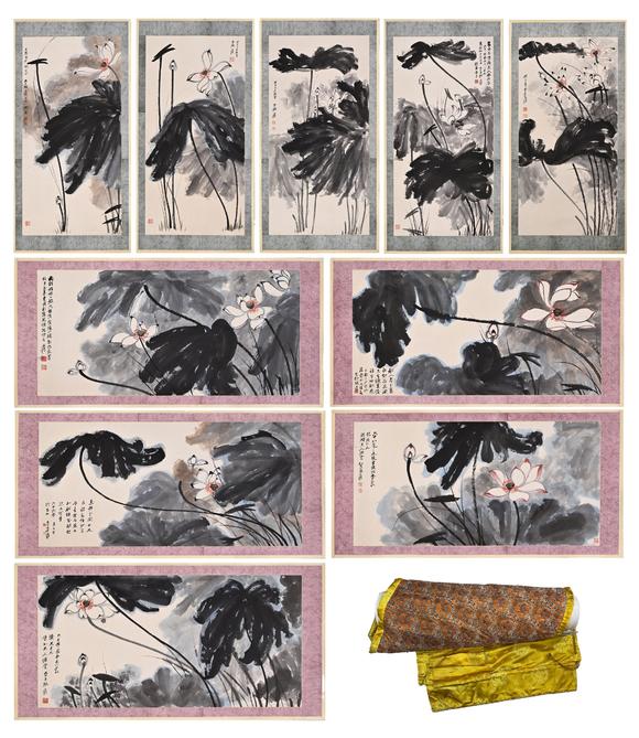 東京蕓術(shù)張大千 五橫五縱在荷園 裱片紙本設(shè)色