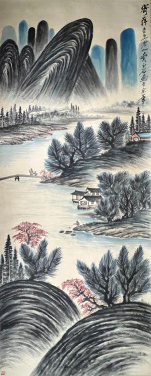 東京蕓術(shù)齊白石 巨富山水 立軸紙本設(shè)色