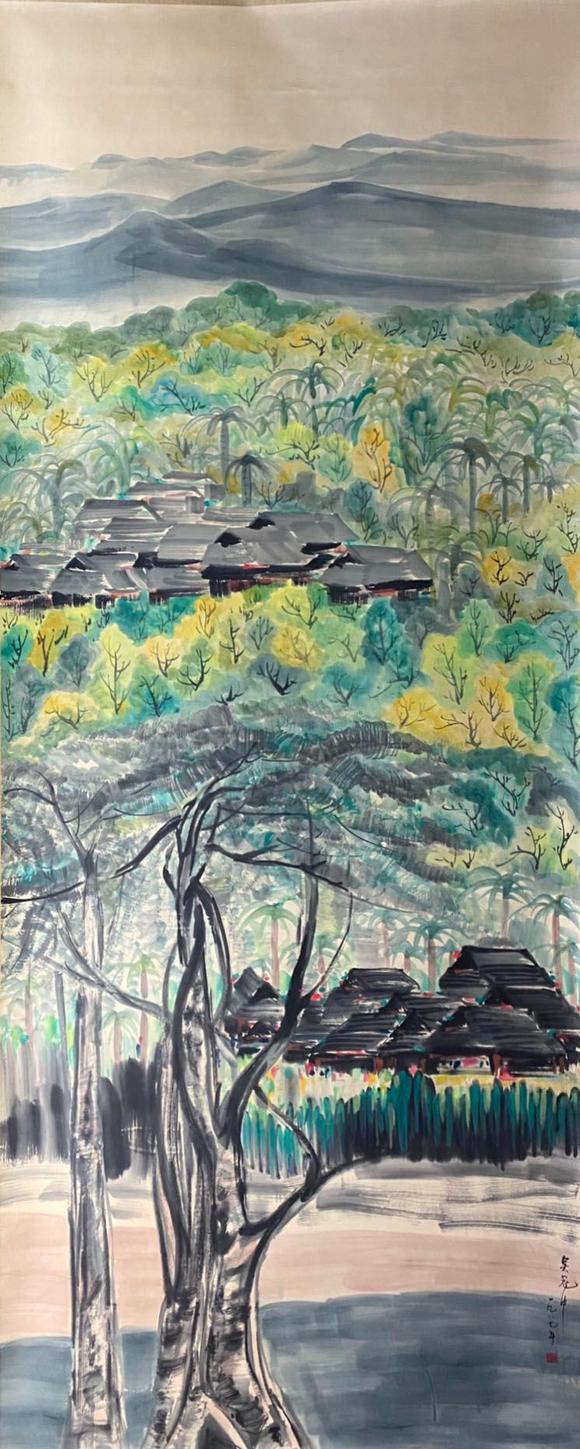 東京蕓術(shù)吳冠中 山水巨制 立軸紙本設(shè)色