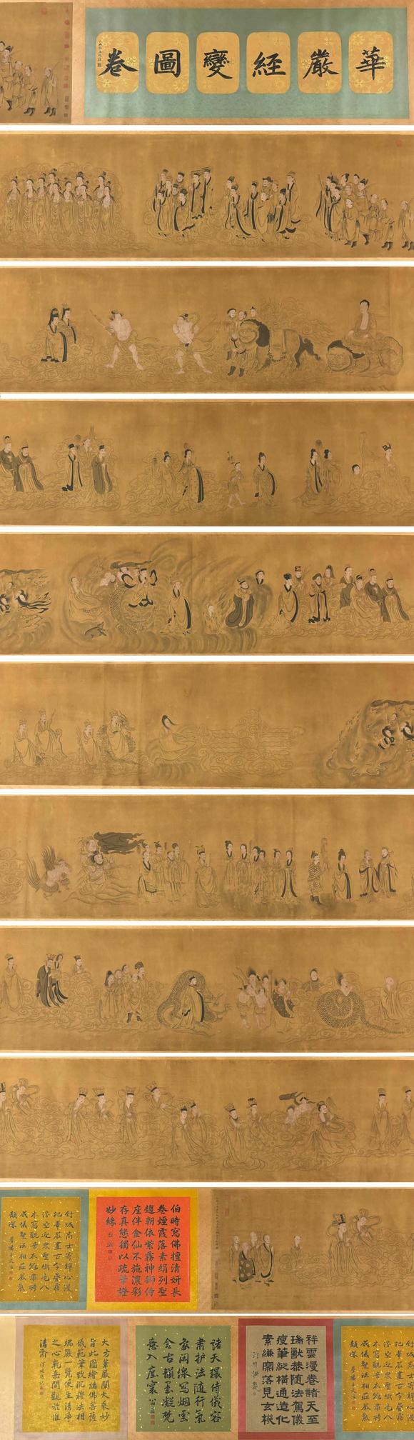 東京蕓術(shù)李公麟 宋 華嚴(yán)經(jīng)變圖長卷 絹畫