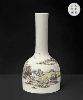 清雍正 粉彩山水樓閣人物紋搖鈴尊