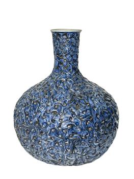 A Chinese fine Blue and white ground sky ball vase, Ming Dynasty Pr.