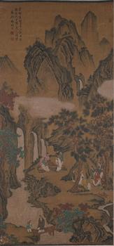 謝時臣絹本松下高仕圖畫