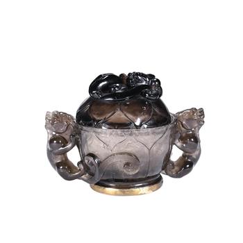 A CHINESE CRYSTAL DRAGON MOTIF CENSER