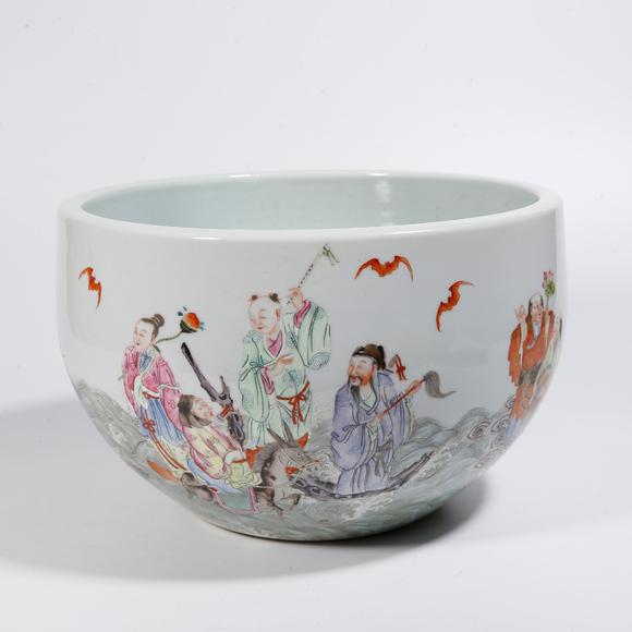 千葉大和|東瀛集珍--骨董珍品八月春季拍賣會(huì) 第一回粉彩群仙祝壽圖案缸