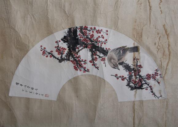 東京國(guó)際拍賣白雪石 花鳥(niǎo)扇面