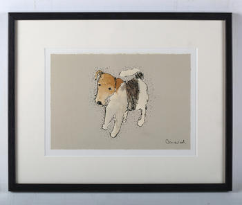 Ormerod (late 20th century) - Dogs, a pair, colour prints, both signed, each 17.5cm x 24.5cm, within black frames (2).