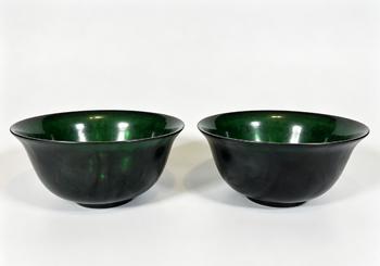 清乾隆 綠料大碗一對(duì)