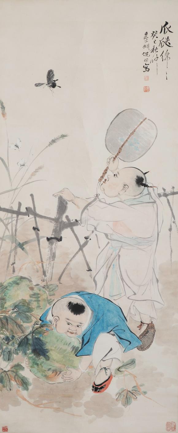 東京中央沐春堂拍賣|臺(tái)北東京中央沐春堂2026年八月拍賣會(huì)倪墨耕 〈嬰戲瓜瓠圖〉 立軸