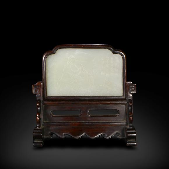 鐮倉美術(shù)清 和田白玉雕觀音硯屏