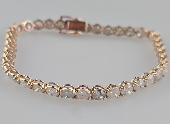 Auktionshaus BlankFeines 14K-Tennisarmband - Rosegold 585/000 (14 K), ausgefasst mit 3