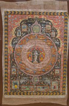 A rare and large Jain painting on textile, Uttar P…