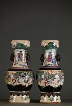 An assembled pair of Nanking famille rose porcelai…