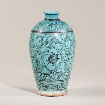 宋 藍(lán)釉花卉梅瓶