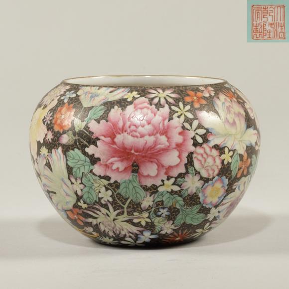 東京飛鳥清 粉彩百花不落地小罐