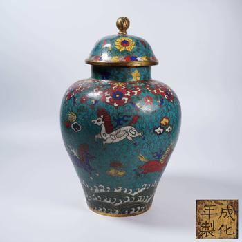 銅胎掐絲琺瑯海馬紋蓋罐