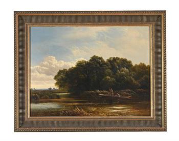 ARTHUR GILBERT (BRITISH 1819-1895), LAKE SCENE WITH ANGLERS FISHING