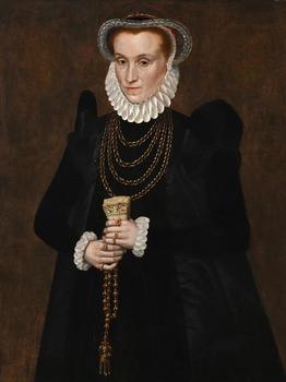 CIRCLE OF ADRIAEN THOMASZ KEY (FLEMISH CIRCA 1544 - AFTER 1589), PORTRAIT OF A LADY