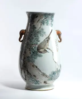 A rare Hu vase "Qinjiang" famille rose porcelain. China, late Qing Dynasty–Republic period (1912–1949).