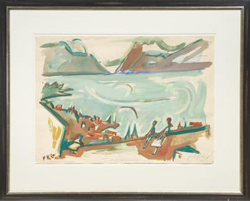 Friedrich Karl Gotsch (Pries/Kiel 1900 - Schleswig 1984). Lake Geneva seen from Chardonne.