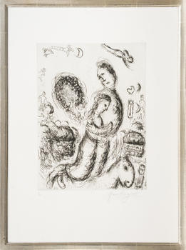 Marc Chagall (Witebsk 1887 - St.-Paul-de-Vence 1985). Le couple sur le cheval.