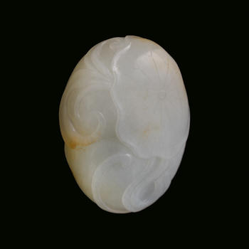 十八/十九世紀(jì) 白玉雕蓮蓬把件  A Chinese carved white jade carving of a lotus pod