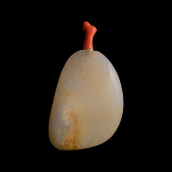 清代 白玉留皮鼻煙壺  A Chinese white jade snuff bottle with russet skin