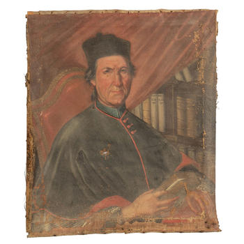 Scuola italiana sec.XVIII "Prelato" olio<br>cm.