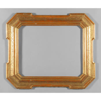 Cornice umnbertina a vassoio in legno dorato,