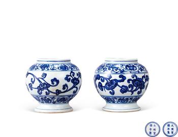 明宣德 青花纏枝蓮紋罐（一對(duì)）